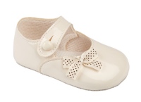 BP613 Ivory Patent Polka Dot bow