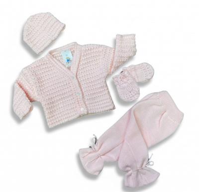 Angel Kids 1037 5038579010378 AK1037P  Pink Boxed Knitted Set (0-6 months)