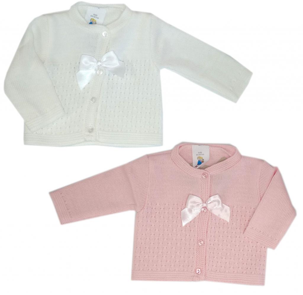 Angel Kids  5038579014024 AK1402WP "Bow" Cardigan (0-9 months)