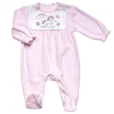 Bella Bambino  505523186769 BB8827-P Velour with Unicorn Bib (0-9 months)