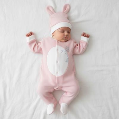 BJ3256P  Pink Bunny hat "Princess" all in one  (0-6months)
