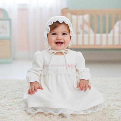 BJ3278W "Lace and Bow" Textured Dress Set (4-18 months)