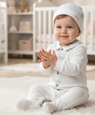 BJ3289W White "Lace and Bow" Textured All In One (0-9m)