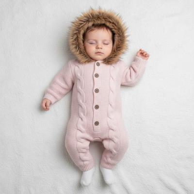 BM4162P Fluffy collar knitted pram suit ( 3-12 month)