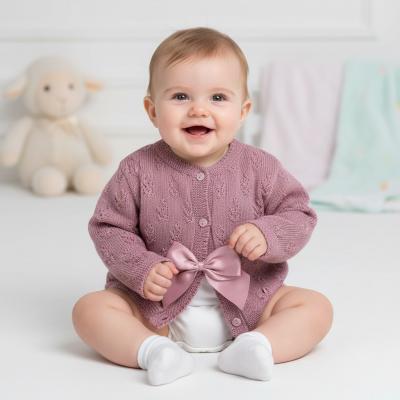 BO8067DP  Perle Knit Bow Cardigan  (0-9 months)