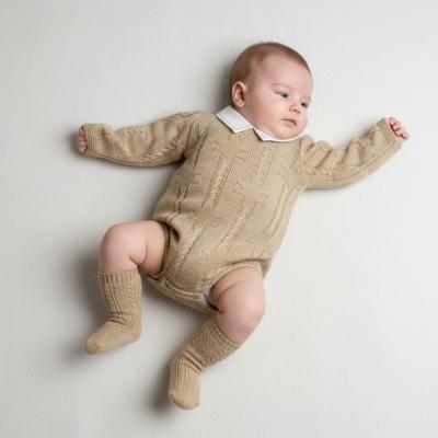 BOMC7001-Bi  Biscuit  Star Knit Romper ( 0-9 months)
