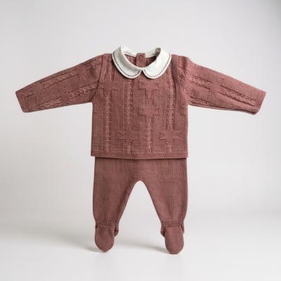 BOMC7002-DP  Dusky Pink Star Knit Set  ( 0-9 months)