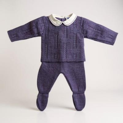 BOMC7002_Pu  Purple Star Knit Set  ( 0-9 months)