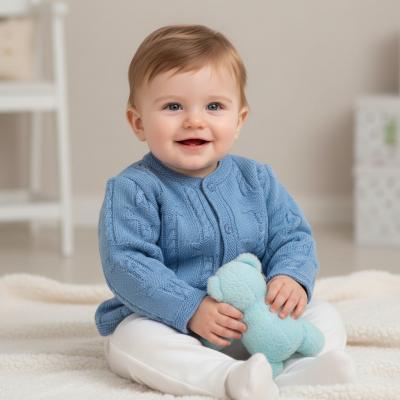 BOMC7004-DB  Dusky Blue Star Knit Cardigan  ( 0-9 months)