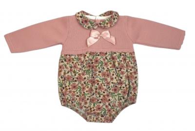 BOMC7007DP  Floral Knit and corduroy romper ( 0-9 months)