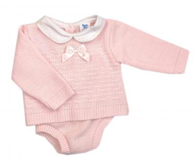 Bee Bo MC7013 5029711151592 BOMC7013-P Pink Knitted "Bow" Jam Pant Set (0-9 months)