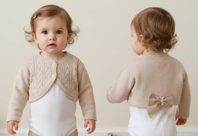 BOMC7016A-Bi  Biscuit Bow Bolero  (0-9 months)