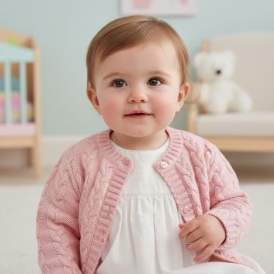BOMC7030P  Pink Cable knit cardigan  ( 0-9 months)