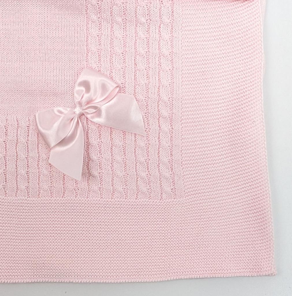 Bee Bo MC7116 5029711150441 BOMC7116-P Pink Cable Knit Shawl with Bow