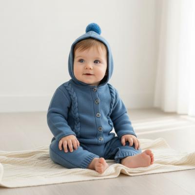 BOPT1151PB  Petrol Blue Knitted Pram Suit  (0-9 months)