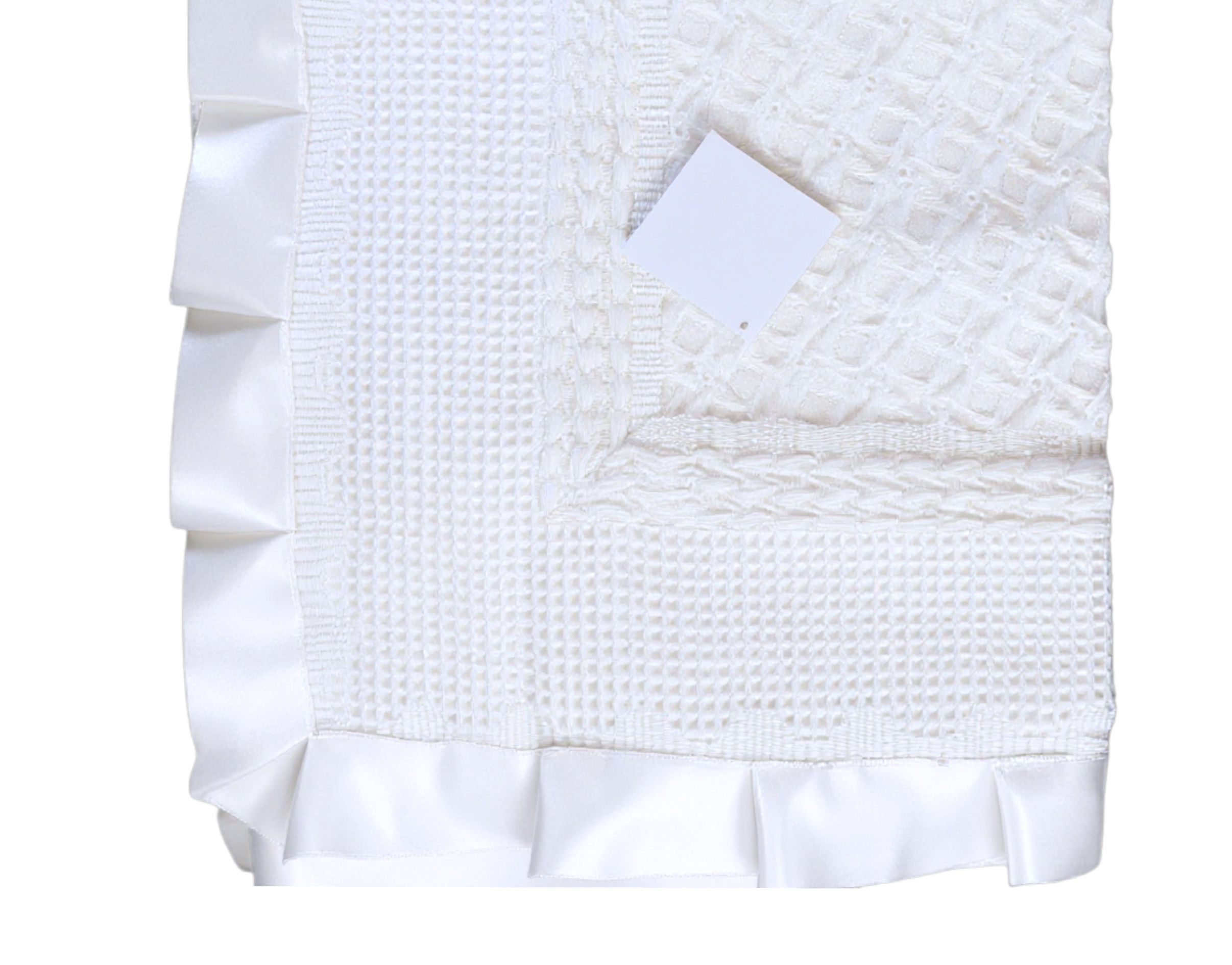Bee Bo  * BOZoe-WS White Satin Edged Waffle Shawl