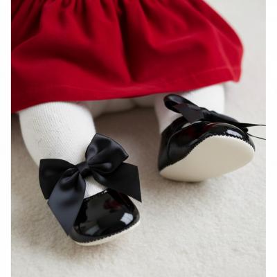 BP025BP  Black Patent "Bow" Soft Sole Shoe  (0-3)