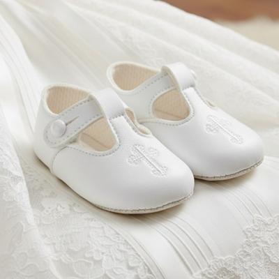 BP044WM  Christening  White Matt Shoe With Cross  (0-2 LAST FEW)