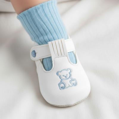 BP117-WS White/Sky Blue Pre-Walker Teddy Shoe (last few size 1)