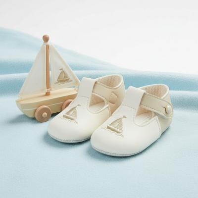 BP119-BCB  Biscuit and Cream Pre-Walker "Boat" Shoe  (0-3)