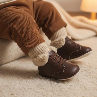 BP627-Br Brown Pre-Walker Boots with Fur Collar (0-3)