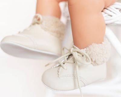 BP627Bis Biscuit Pre-Walker Boots with Fur Collar (0-3)