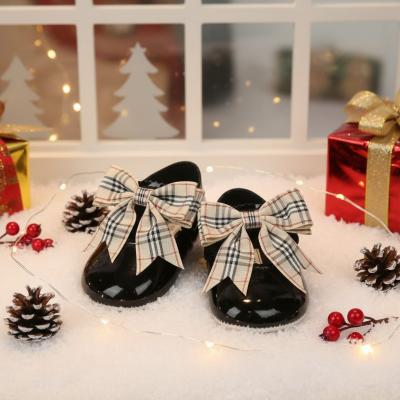 BP700-Be Patent Pre-Walker Shoe Beige Tartan Bow LAST PAIR ( 3)