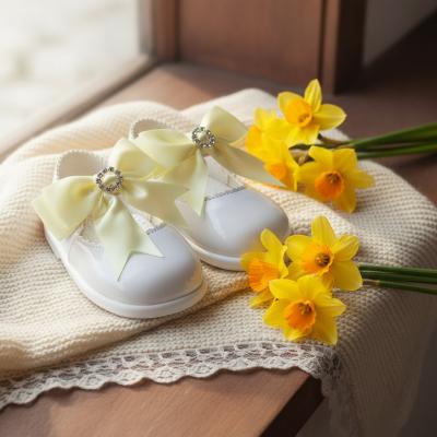 BPH035-WY  White Yellow Bow First Walker Shoe  (size 2 only)