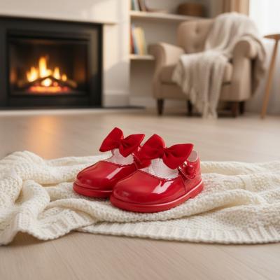 BPH650-R Red Patent "Bow" First Walker Shoes (2-6)