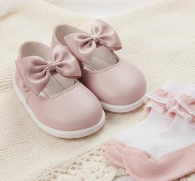 BPH650-DP  Dusky Pink "Bow" First Walker Shoes  (2-6)