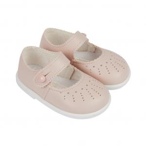 BPH652DP  Dusky Pink Punch Hole Detail First Walker Shoes  (2-6)
