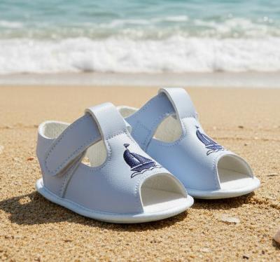 BPS052-SN  Sky/Navy "Boat" Soft Sole Sandal  (0-3)
