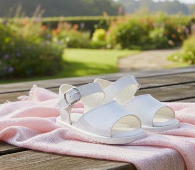 BPS070-W White Patent Hard Sole Sandal (2-4)