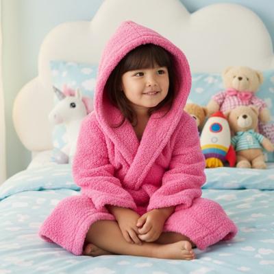BT18C1031F Borg Oversized Hooded Robe (3-6 years)