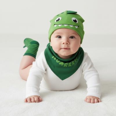 BT19C225-G  "Dinosaur" Hat, Bib and Sock Set  (0-6 months)