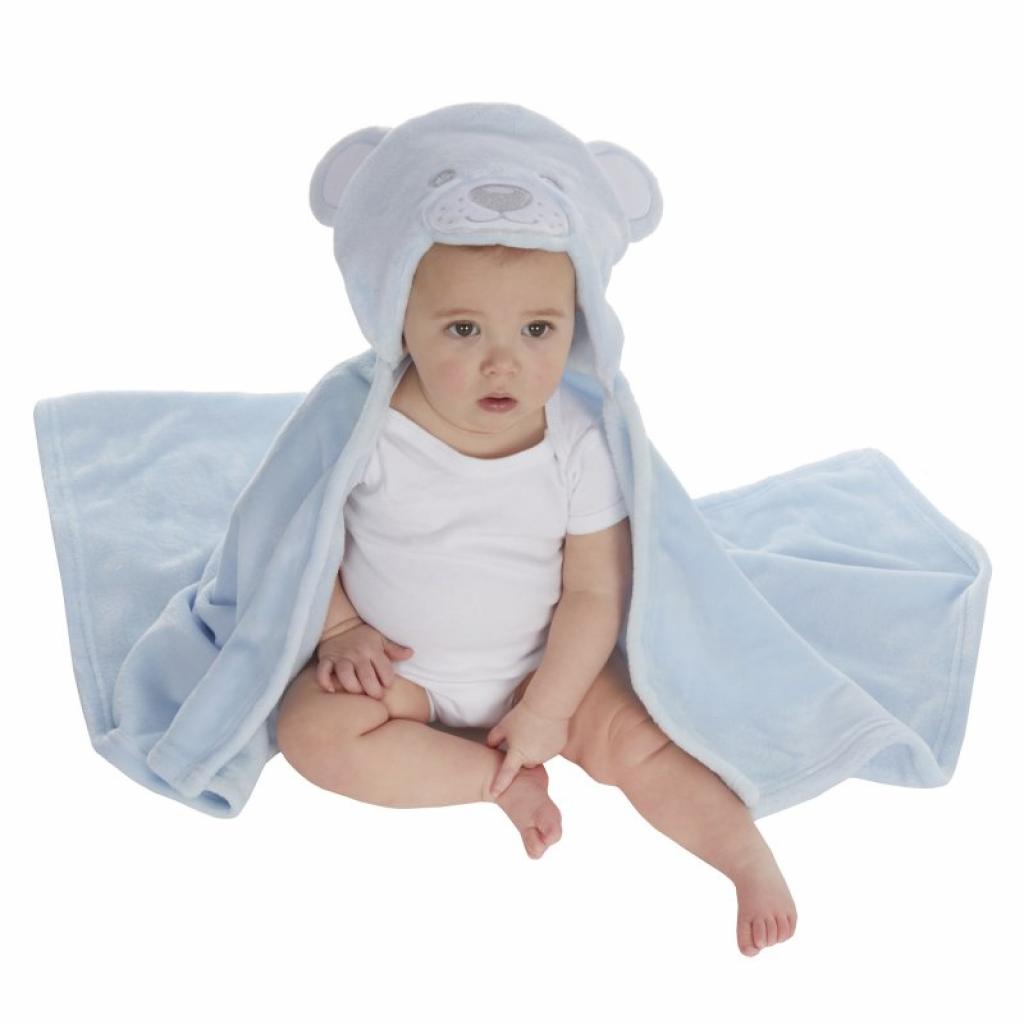 Baby Town 19C233/BLUE 5056188229448 BT19c233s "Teddy" Hooded Wrap