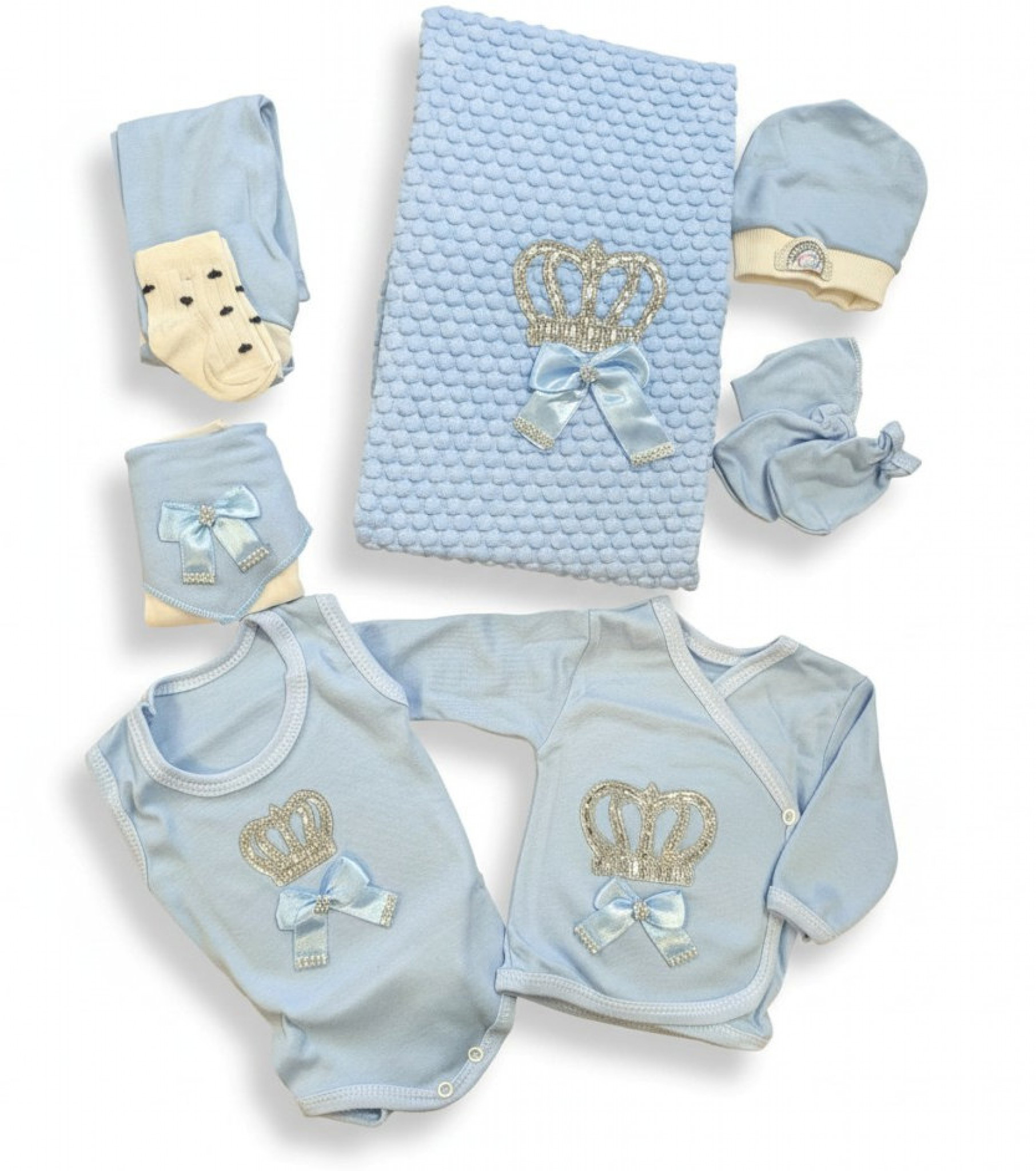 ConCon Baby   CBCC10030S 10 Piece boxed "Sparkle Crown" Sky (0-3 months)