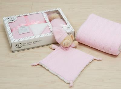 CC112-2033P Pink Gift Set Plush Comforter and Blanket