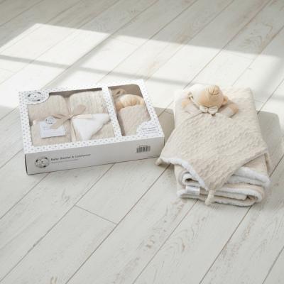 CC112-2033T Taupe Gift Set Plush Comforter and Blanket