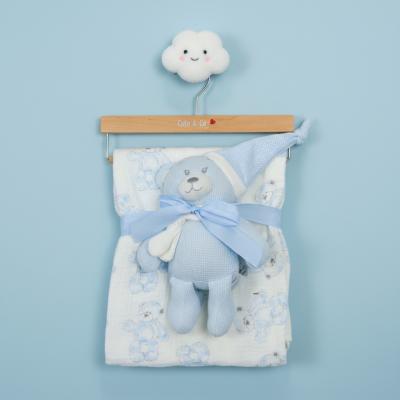 CC112-3000S Sky Muslin Fabric Blanket & Teddy