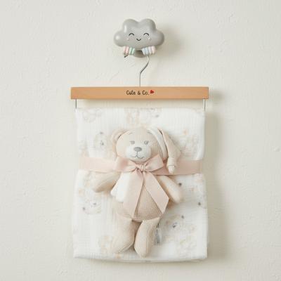 CC112-3000T Taupe Muslin Fabric Blanket & Teddy