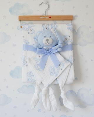 CC112-3001S Sky Muslin Fabric Blanket & Comforter