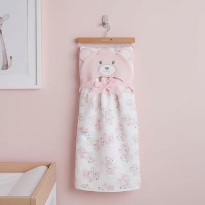 CC112-3003P Pink Muslin Fabric Hooded Wrap