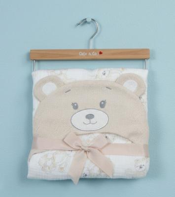 CC112-3003T Taupe Muslin Fabric Hooded Wrap