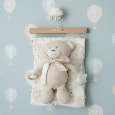 CC112-3004T Taupe Muslin Fabric Blanket & Teddy
