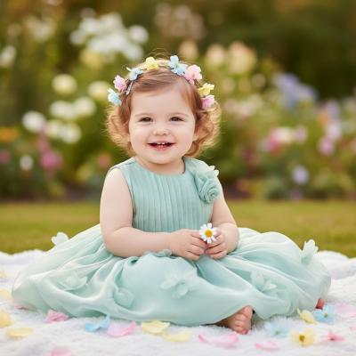 CC67580-G  Pleated Tulle Party Dress SINGLE  ( Choose 6-24 months)