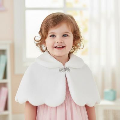 CC906-W  White Cape with Diamante Clasp  (0-24 months)