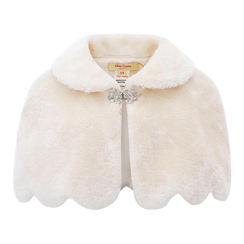 Claire Couture CC906BEIGE * CC906C Ivory Cape with Diamante Clasp (0-24 months)
