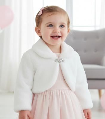 CC907-W White Bolero with Diamante Clasp (6-24 months)