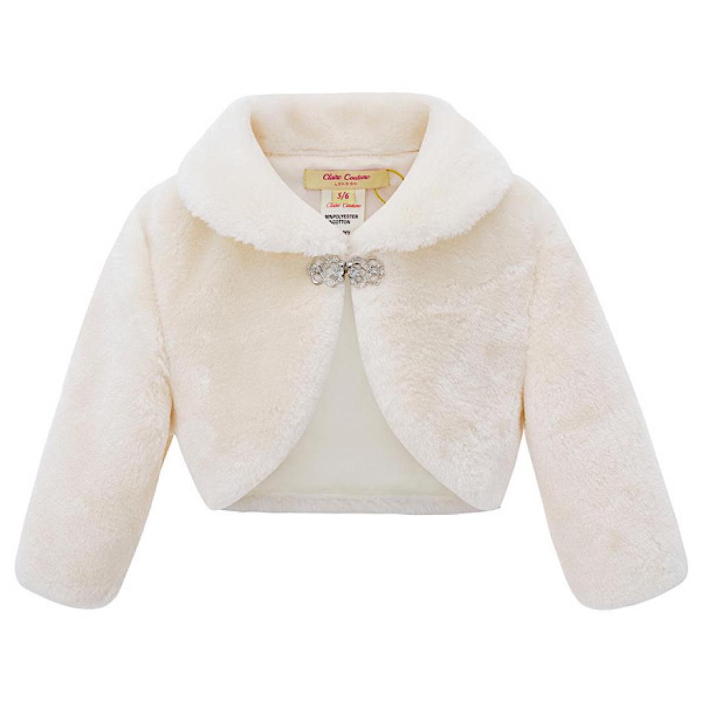 Claire Couture CC907BEIGE * CC907Ch Champagne Bolero with Diamante Clasp (6-24 months)